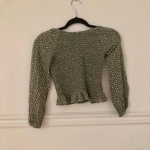 Green with white flowers top